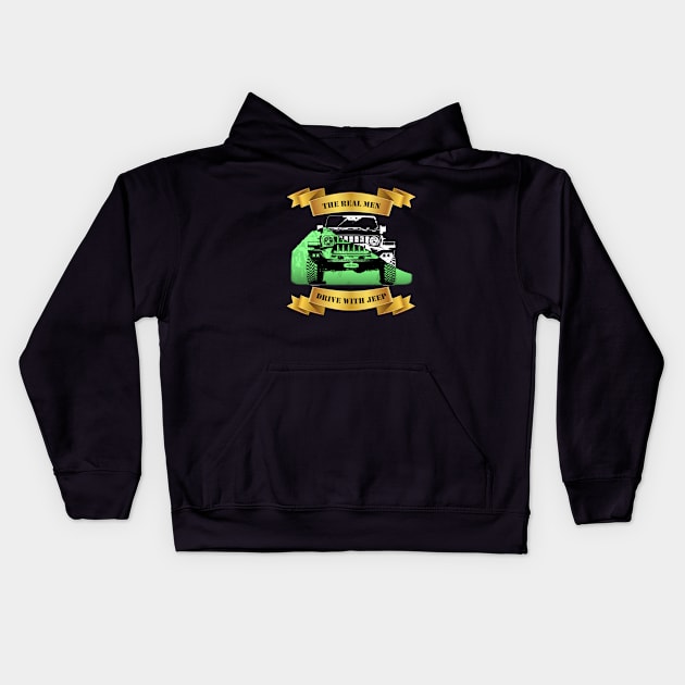 The real men drive with 4x4 car Kids Hoodie by WOS